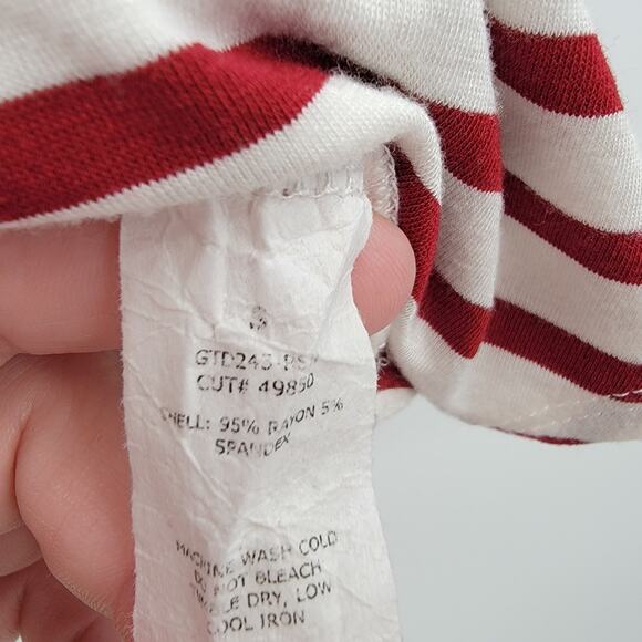 Green Envelope Los Angeles‎ Women's Striped Curved Hem Short Sleeve T-Shirt - Picture 6 of 8